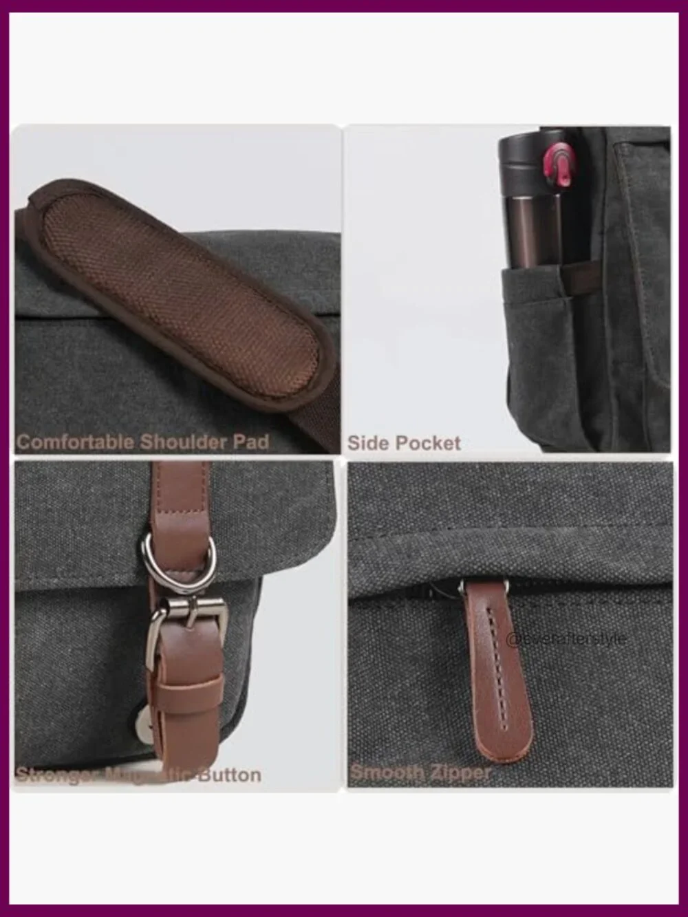 Vintage Messenger Bag 15.6 Inch Laptop Canvas Crossbody Shoulder Purse Work